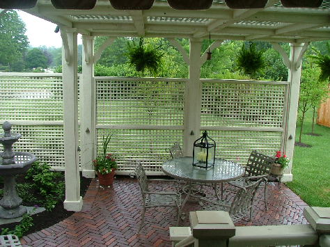 cedar arbor over brick patio